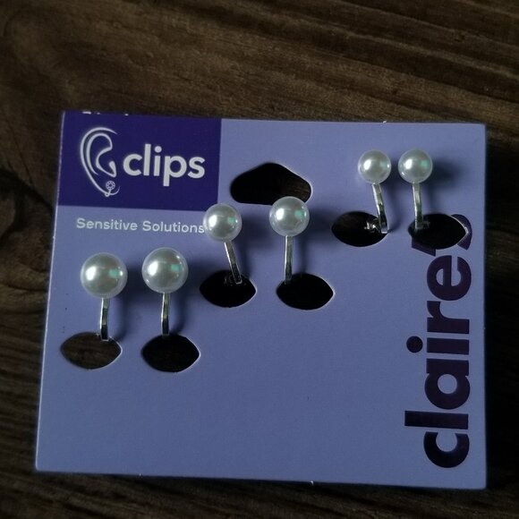 Claire's Clip-on Bob Stud Earrings Set - 3 Pairs - Picture 2 of 4
